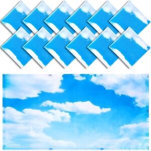 Hortsun 12 Pcs Magnetic Fluorescent Light Covers 4x2 ft Blue Sky Cloud Filter